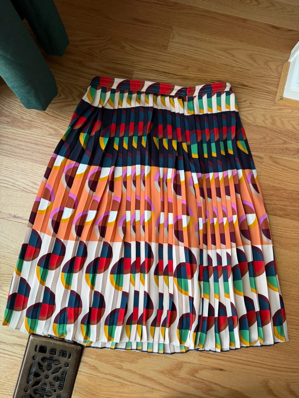 J.Crew Pleated Midi Skirt Size 10 Multicolor Geometric Print